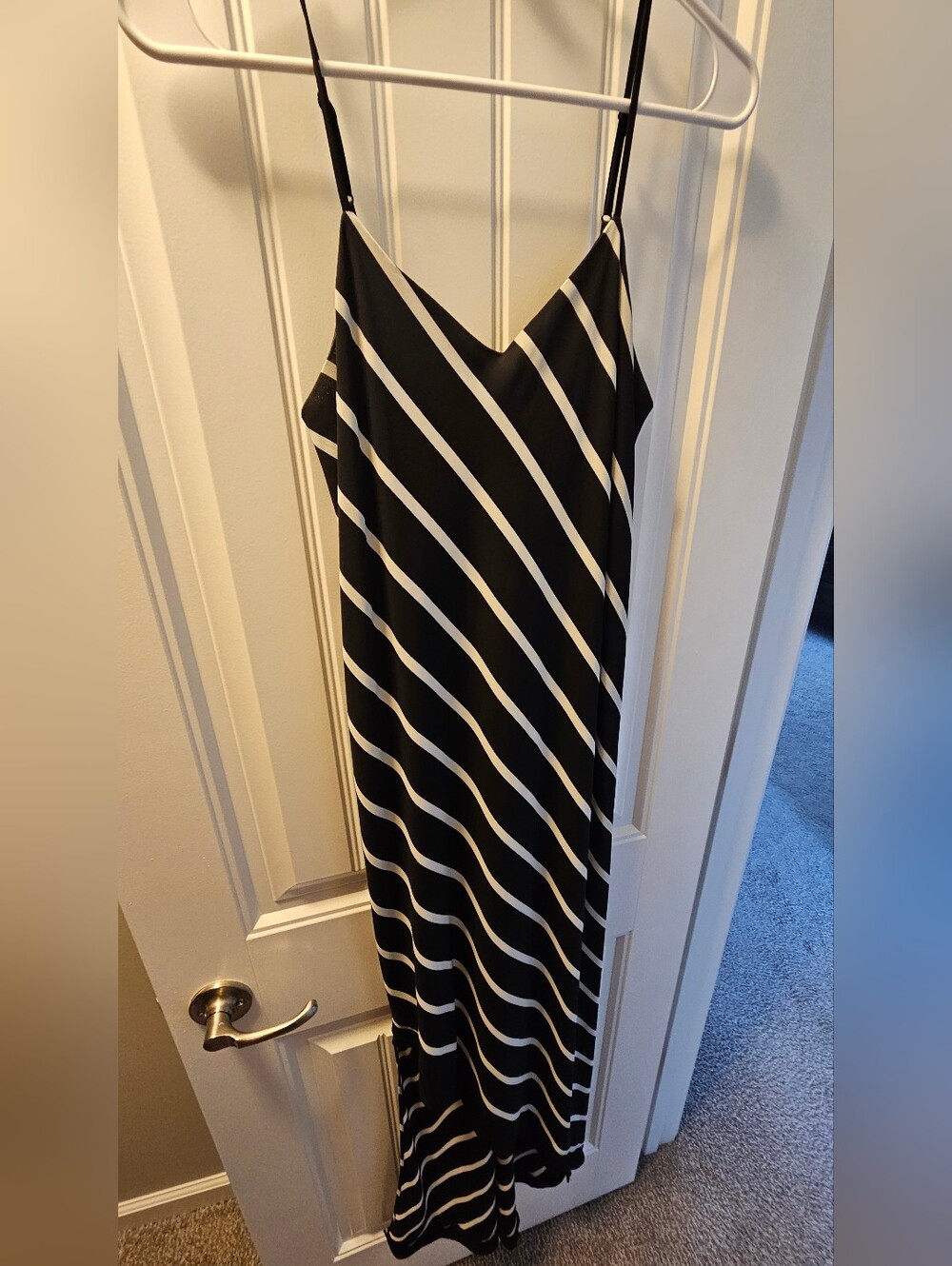 Black and White Stripe Slip Dress - Women